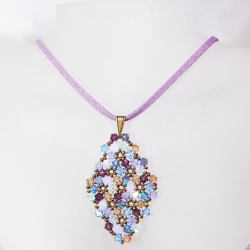 Pendant 65cm - Shea Rhombus M-Mauve Suedine - Pendant 65cm - Laiton bronze